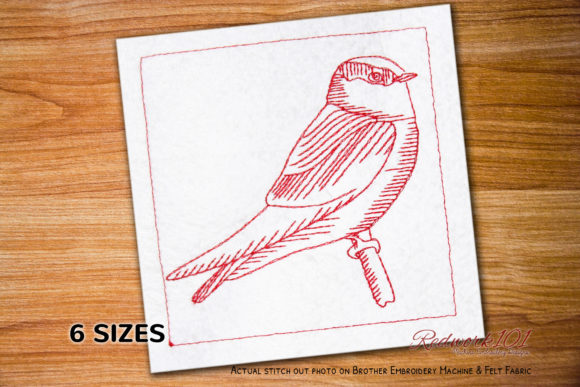American Cliff Swallow Machine Redwork