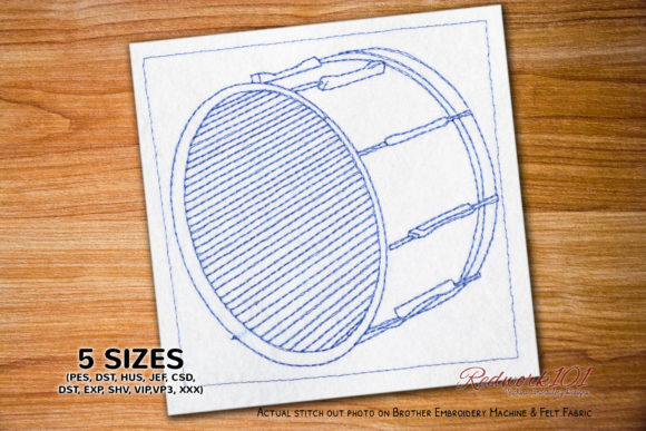 Bass Drum Redwork: A Premium Embroidery Design