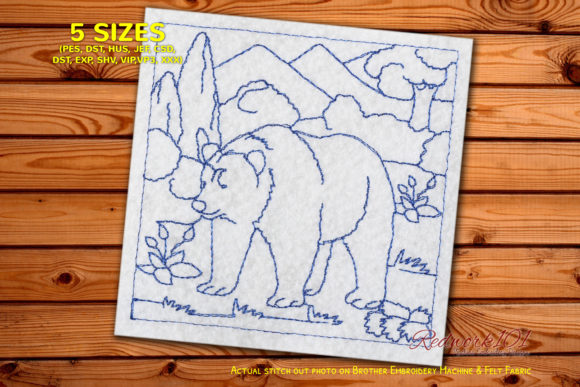 Bear Standing in Jungle Lineart Design