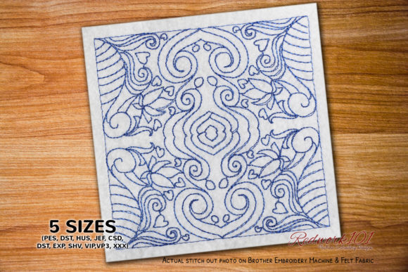 Beautiful Abstract Design Flower Redwork
