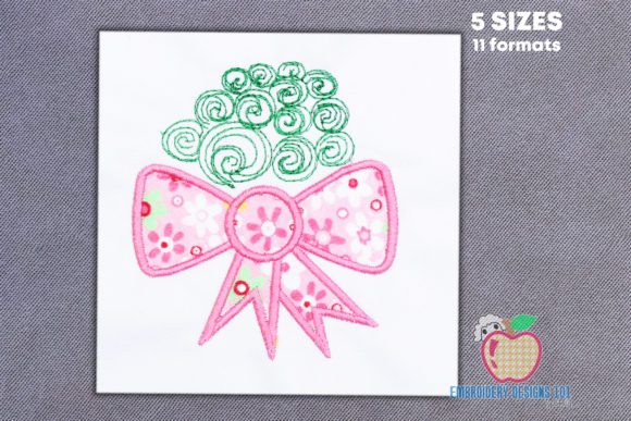 Bow with Tree Applique Design: A Festive Embroidery Gem