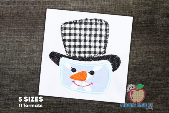 Charming Snowman with Hat Applique Design