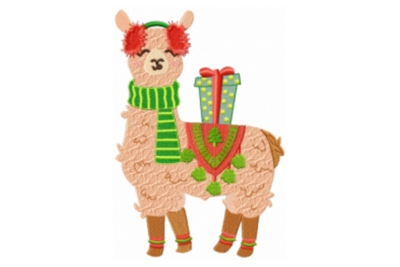 Christmas Llama with Poncho: A Festive Embroidery Design