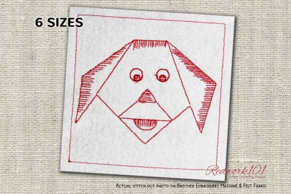 Cute and Crafty: Origami Dog Face Redwork