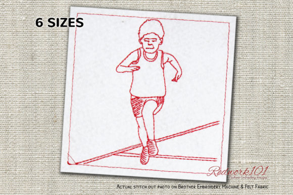 Runner Redwork Design for Premium Sweatshirts