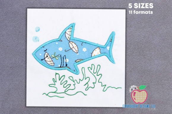 Shark Under Water Applique: A Versatile Embroidery Design