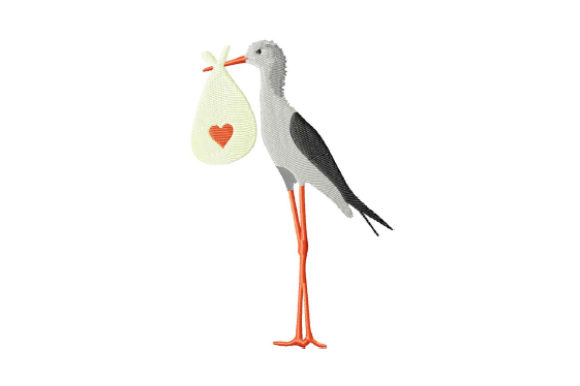 Stork with a Bag: A Charming Embroidery Design