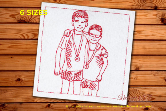 Swimmers with Medal Redwork: A Versatile Embroidery Design