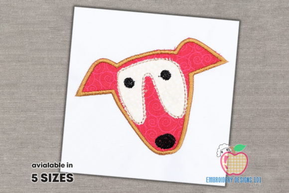 Whippet Dog Face Applique: A Charming Design